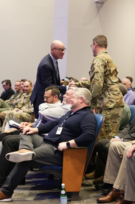 FAA Administrator Bryan Bedford meets with employees at the Mike Monroney Aeronautical Center in Oklahoma City. 