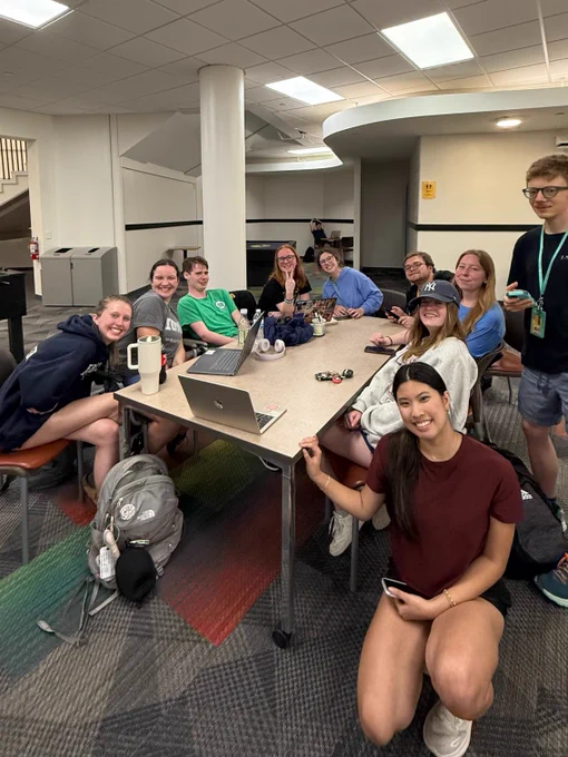 A group of students play Kahoot together.