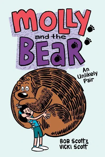 cover to the YA graphic novel 'Molly and the Bear: An unlikely Pair' (2024, Aladdin) by Bob Scott and Vicki Scott