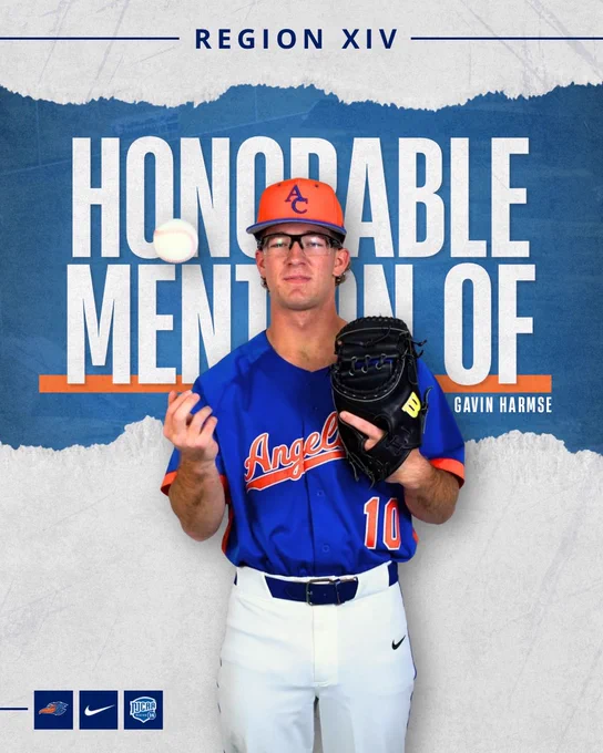 Gavin Harmse named NJCAA Region XIV Honorable Mention OF!