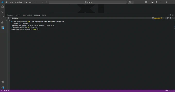 Cloning of Repository in Vs Code