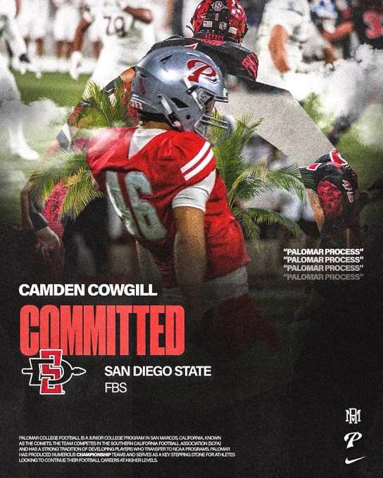 Congratulations to Mid-Year transfer Camden Cowgill on his commitment to San Diego State!