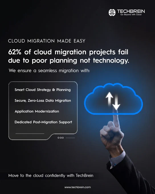 Cloud migration should accelerate business growth - not introduce complexity.

Yet without the right strategy, it often leads to inefficiencies, security gaps, and operational risk.

A successful migration isn’t just about moving workloads. It’s about aligning infrastructure with business goals,
ensuring continuity, and building for scale.

At TechBrein, we bring a structured, secure, and outcome-driven approach to cloud migration - from planning
and zero-loss data transfer to application modernization and ongoing cloud management.

Because the real value of cloud lies in how effectively you operate after the move.

Move forward with confidence:
https://techbrein.com/services/managed-cloud-services/

#CloudMigration #ManagedCloud #B2BTechnology #CloudStrategy #DevOps #DigitalTransformation #EnterpriseIT
