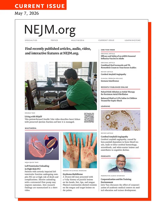 Images and descriptions of what's new on NEJM.org this week 