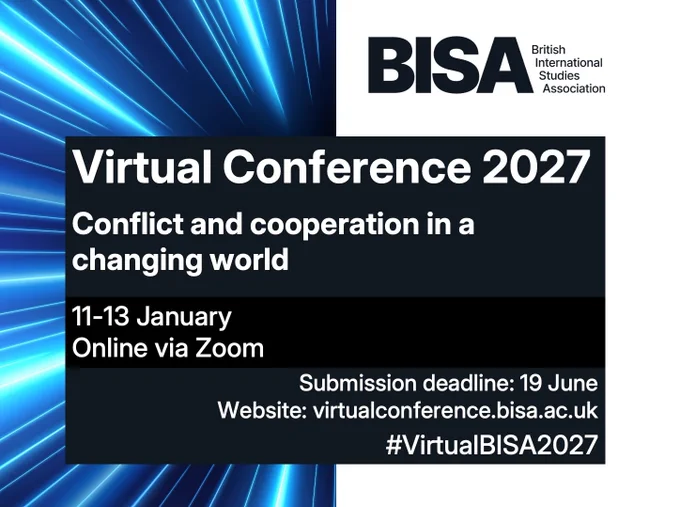 Virtual Conference 2027 by BISA on conflict and cooperation, held online via Zoom from January 11-13.