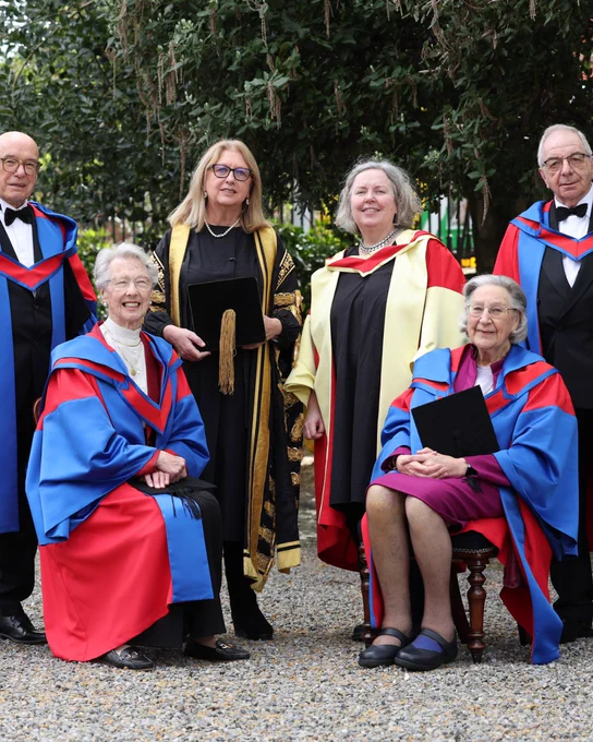 Recipients of the honorary degrees pictured in their academic robes after the conferring ceremony.