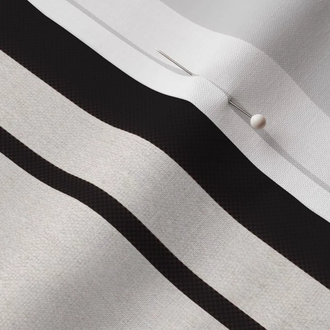Coal Black Antique Vintage Mattress Ticking Stripe on Cream Fabric surface pattern design image