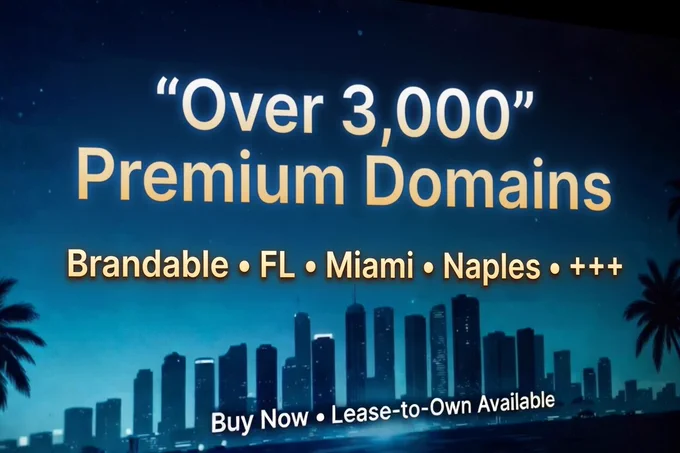 Domain Names Essential Domains Brandable FL Miami Naples Florida Buy it Now ( BIN ) with Lease to Own Options (LTO) .Com .AI 