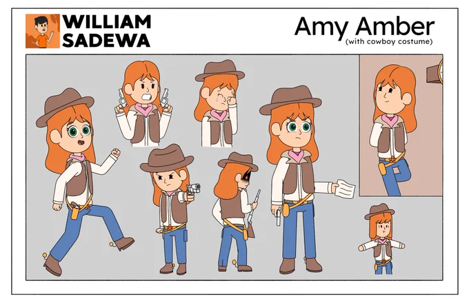 various pose of Cowboy Amy Amber