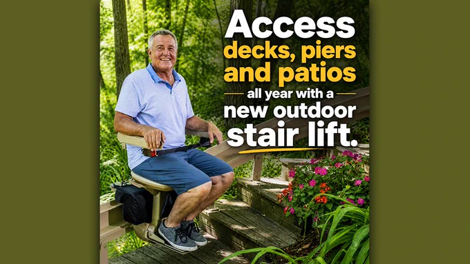 Access decks, piers and patios all year with a new outdoor stairlift!