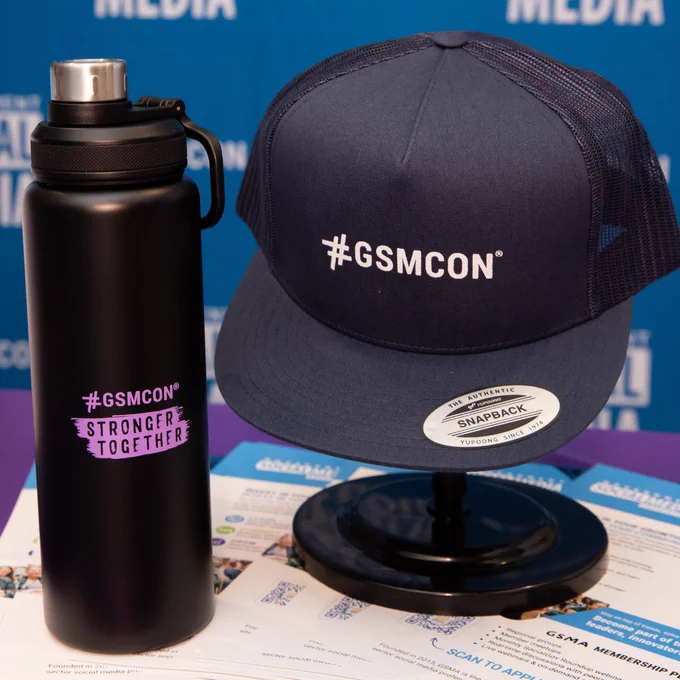 Government Social Media Conference branded hat and reusable water bottle