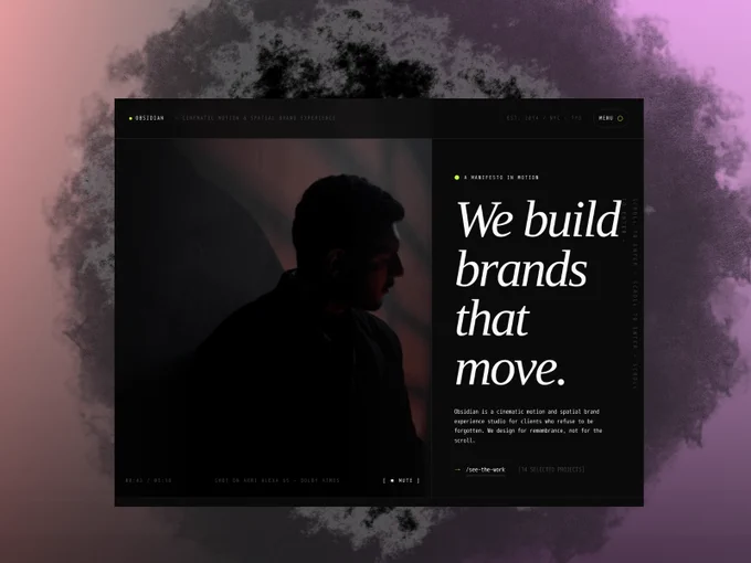 Experimenting with cinematic layouts and spatial branding inspired by fashion editorials and film frames.
Designing for emotion before interaction.
Still refining the details ✦