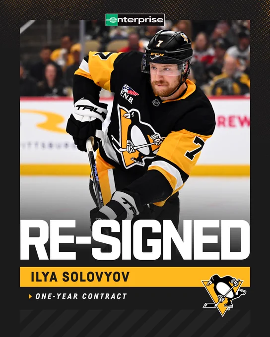 Photo of Ilya Solovyov in a graphic that says re-signed, Ilya Solovyov, one-year contract.