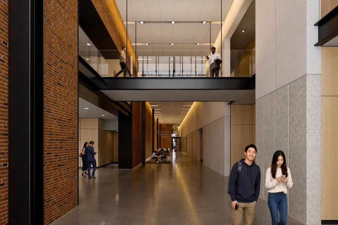 Concept rendering of lobby area of expansion, an open, airy space.