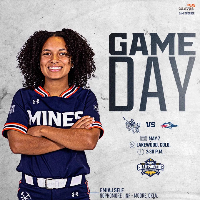 Mines softball gameday vs MSU Denver - May 7 - 2:30 p.m. - Lakewood, Colo. - Streaming on RMAC Network ‐ Photo: Emiaj Self, Sophomore INF, Moore, Okla.