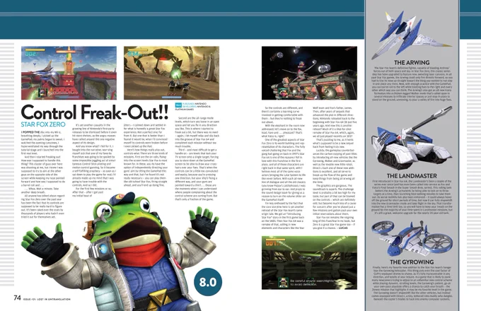 Star Fox Zero was given a review score of 8.0 in Nintendo Force Magazine.