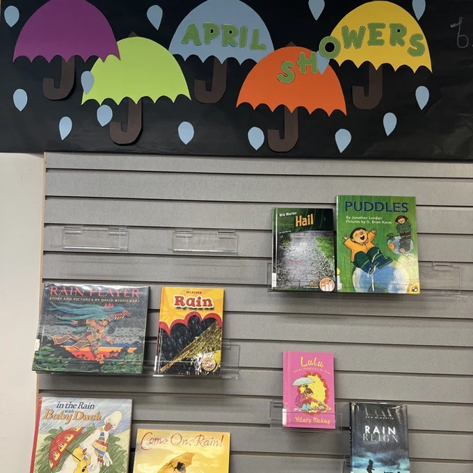 Coolidge media center is ready for May with books. Students have been working hard all school year and now speding time to get to know their reading habits by trying new genres. 