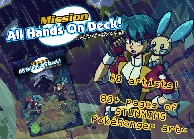 Cover of the zine with Lunick and Solana with their pokemon Plusle and Minun