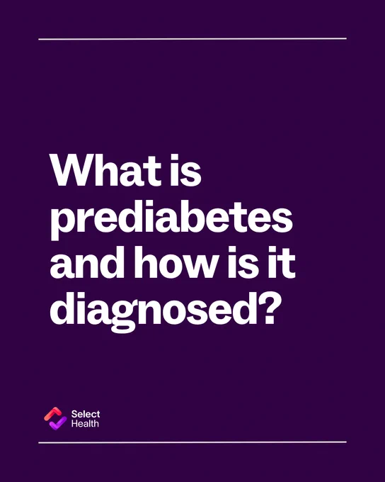 Text image with a purple background displaying the question, "What is prediabetes and how is it diagnosed?" in large white letters. The Select Health logo is at the bottom left corner.