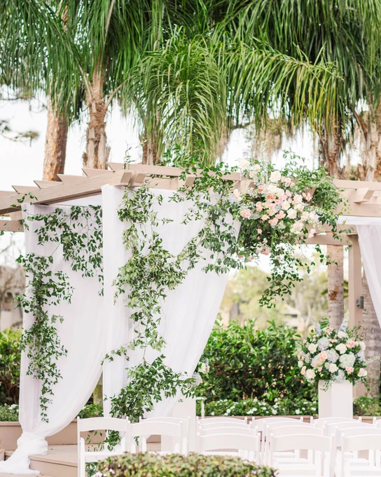 A photo of a wedding ceremony setup at the Salamander Spa Terrace at Innisbrook Resort in Palm Harbor, FL.