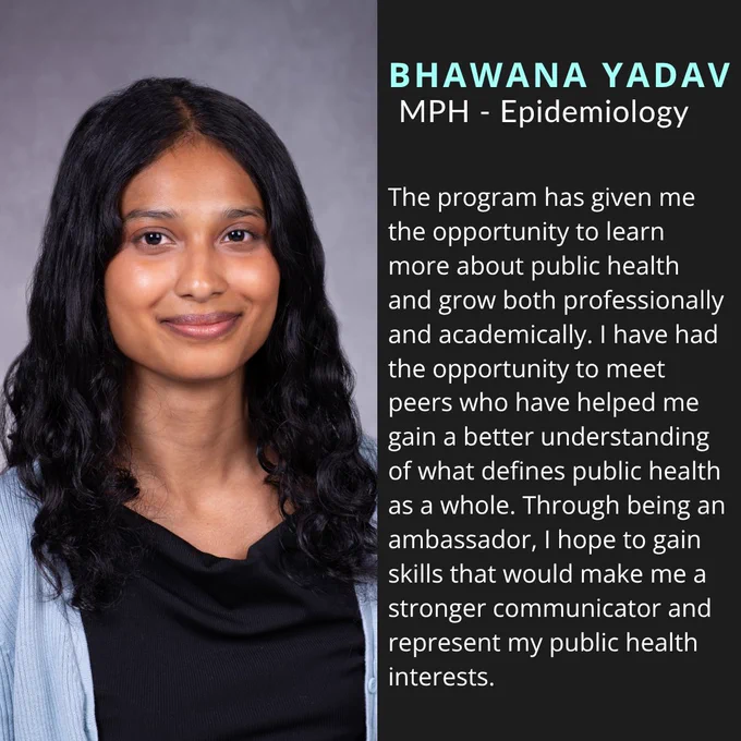 Bhawana Yadav with a quote about her experience as TIPH ambassador