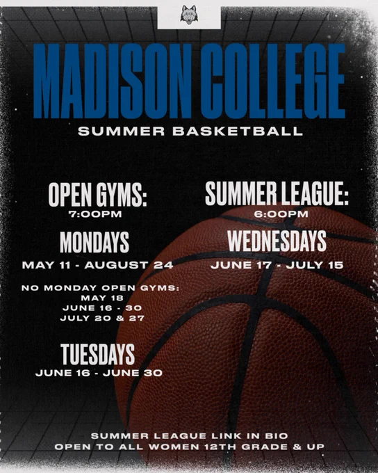 Summer Dates for Open Gyms & Summer League
Open gyms: Mondays May 11 - August 24
Summer League June 17- July 15
