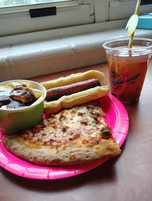 Pizza, hotdog, icecream