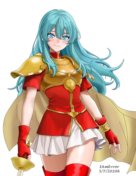 Princess Eirika from Fire Emblem: The Sacred Stones. She is holding her rapier while confidently looking at the viewer.