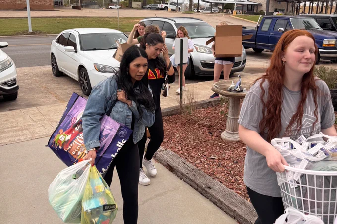 ECU Greek Life students donated thousands of hygiene items to Mama T's in Ada.