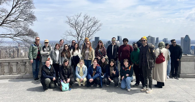 A group of BLA and MLA students on the Kondiaronk Belvedere overlooking Montréal