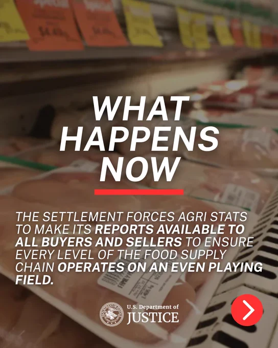 What happens now: the settlement forces Agri Stats to make its reports available to all buyers and sellers to ensure every level of the food supply chain operates on an even playing field.