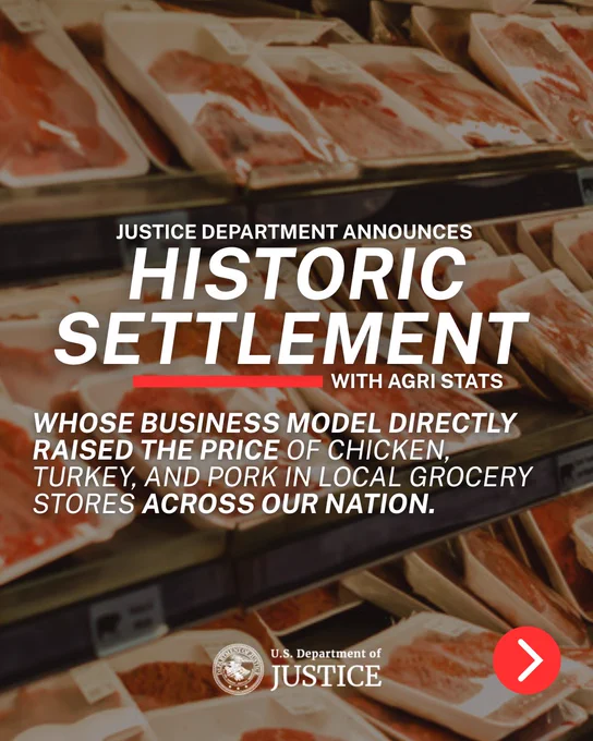Justice Department announces historic settlement with Agri Stats