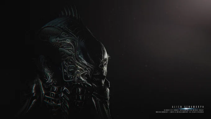Image depicts a Xenomorph from the Aluen franchise. Created in Blender. This work is copyright registered. 

Copyright © Michael Knight 2026-2032. All Rights Reserved.

https://www.safecreative.org/work/2605085564737-alien-xenomorph