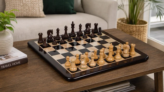 The Leningrad Club-Sized Wooden Chess Pieces in Indian Rosewood & Boxwood- 4.0" King