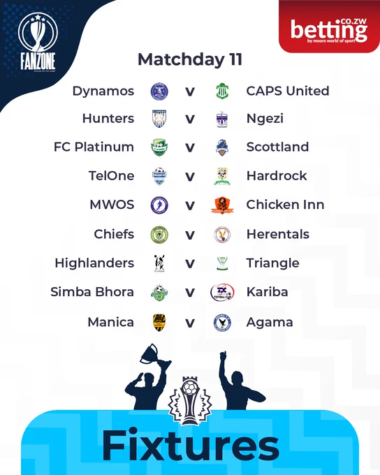 Graphic displaying upcoming football fixtures for Matchday 11. Organized layout with team logos and names.
