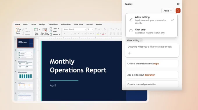 Screenshot of Copilot in PowerPoint app