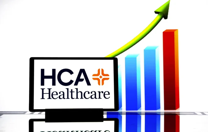 HCA Healthcare logo seen displayed on a tablet