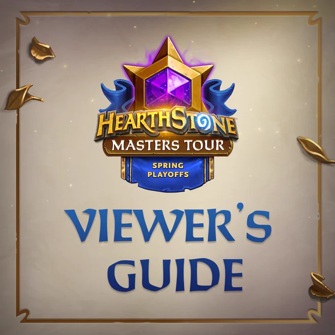 A graphic with the Hearthstone Masters\u00A0Tour Spring Playoffs logo above the text Viewer's Guide.