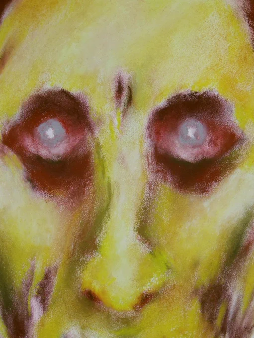 Close-up detail of pastel drawing "A Strange Awakening I", by artist Christian J. Cordier.