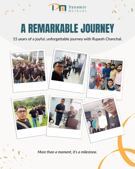 15 years of leadership, growth, and memories.

Thank you, Rupesh Chanchal. Goodbye, but not forever. ✨

#RupeshChanchal #OperationsHead #Farewell #Leadership #WorkCulture #ProfessionalGrowth #BusinessLeadership #GoodbyeButNotForever #TeamDMS #DynamicMethodSolution