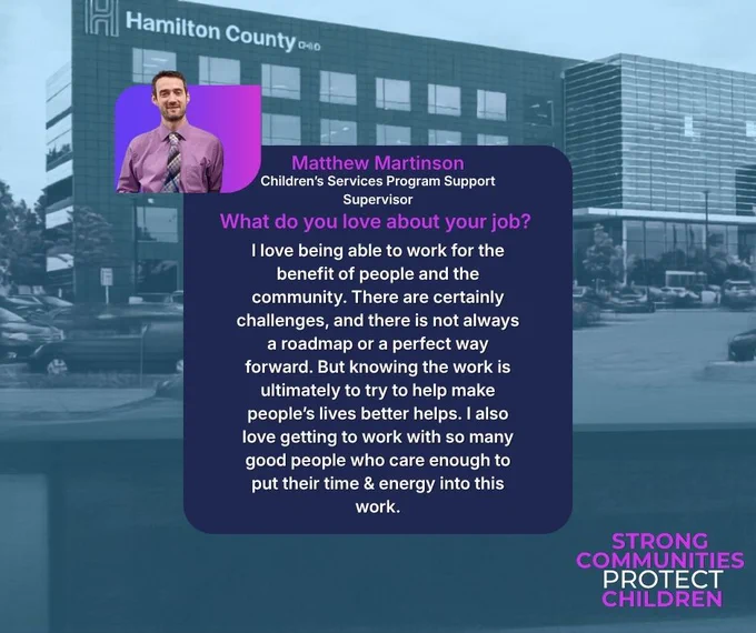 A graphic asking Matthew Martinson the question: What do you love about your job?