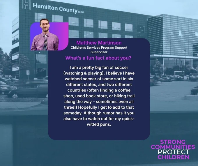 A graphic asking Matthew Martinson the question:  What's a fun fact about you?