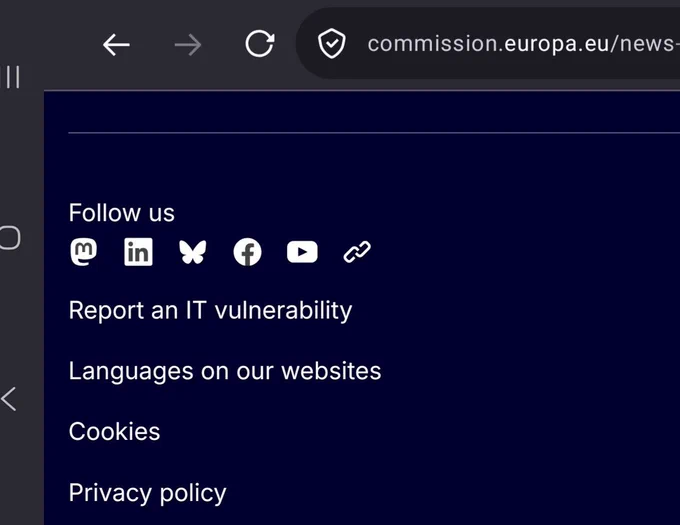 follow us now display Mastodon on EC website
