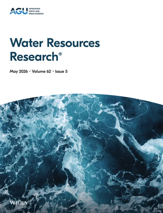 Cover of "Water Resources Research" publication with rushing water graphic.