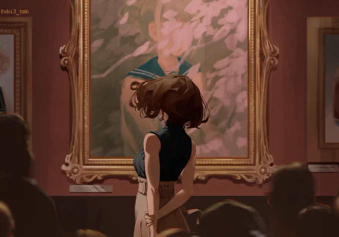 Ochaco Uraraka looking a painting resembling Himiko Toga
