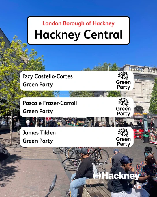 Election of Councillors for Hackney Central Ward Result: Green