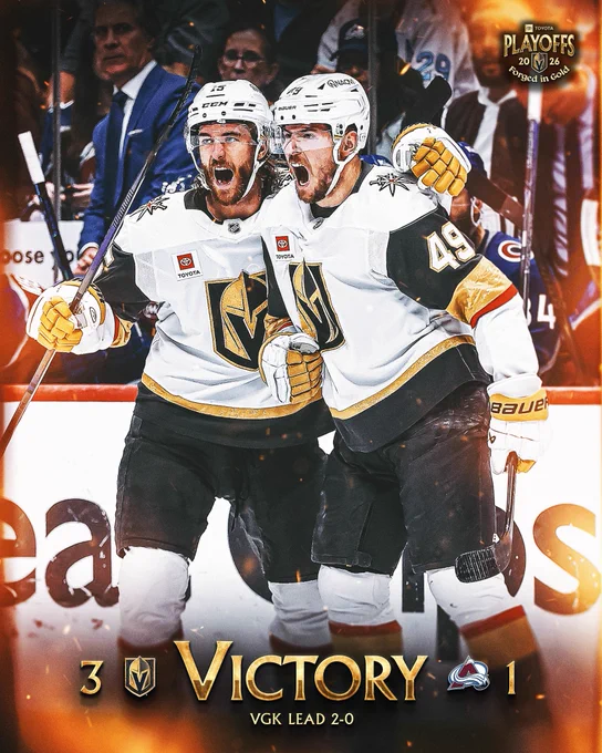 Final: VGK 3, COL 1
VGK lead 2-0