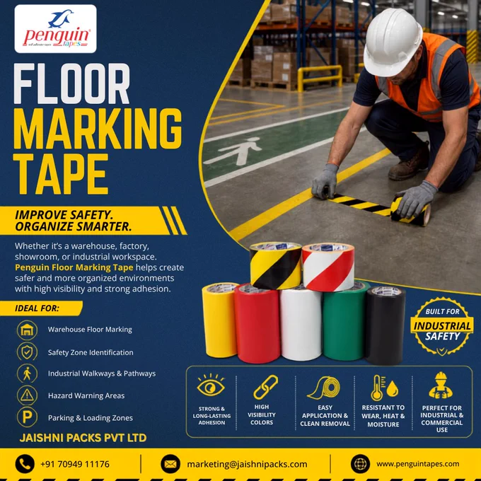 🚧✨ Upgrade Workplace Safety with Penguin Floor Marking Tape! ✨🚧

Keep your warehouse, factory, showroom, and industrial spaces organized with high-visibility floor marking solutions from Penguin Tapes. 🏭🟨
Strong adhesion, vibrant colors, and durable performance make it perfect for safety zones, pathways, hazard areas, and loading zones. ✅

✔️ High Visibility Colors
✔️ Strong & Long-Lasting Adhesion
✔️ Easy Application & Clean Removal
✔️ Resistant to Heat, Wear & Moisture
✔️ Ideal for Industrial & Commercial Use

📍 Make your workspace safer, smarter, and more professional with Penguin Floor Marking Tape! 🦺

------------------------------
#FloorMarkingTape #PenguinTapes #ipl #IndustrialPackaging #postres #WarehousePackaging #packagingsolutions