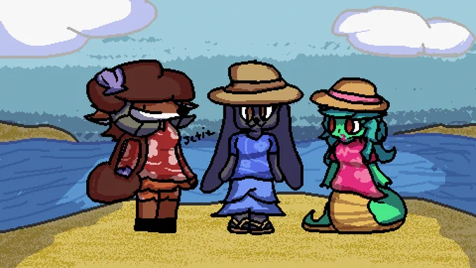 Summer time!
Hazel, Detective June and Meimay at the beach


