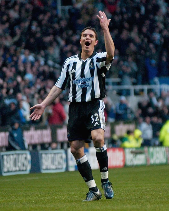 Laurent Robert celebrates goal v Liverpool
